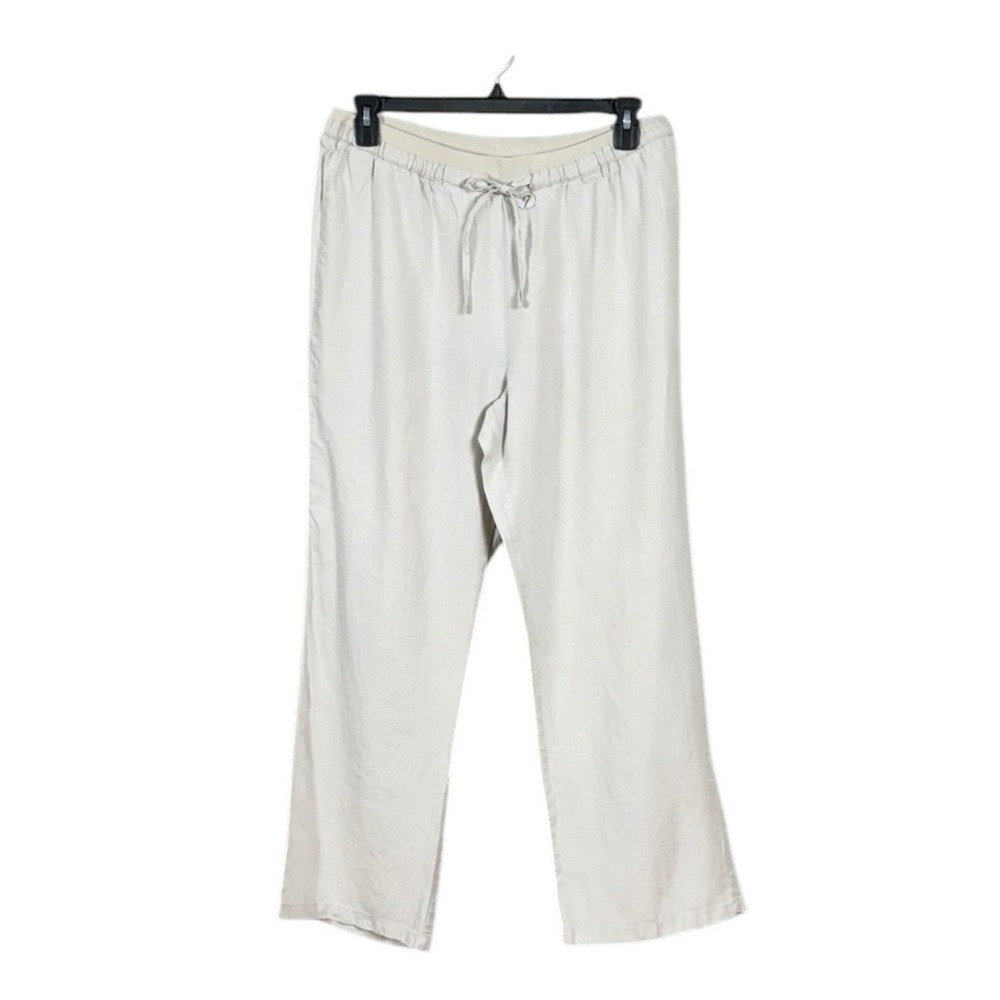 Ellen Tracy Linen Wide Leg Pants XL Coastal Euro Summer Beachy Resort Minimalist